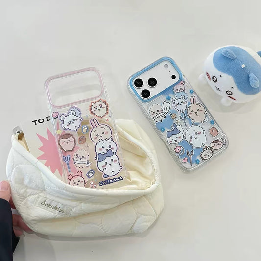 Japanese Cartoon ChiiKawa Gittler Colour Clear Case | Happy Group - iPhone Case Plus SE2 11 12 13 14 15 16 16e 17 17e Pro Promax 12mini 13mini