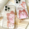 Japanese Cartoon Kanahei | Winter with Bear Hat Pink Rabbit and White Chicken - iPhone Case 12 13 14 15 Pro Promax