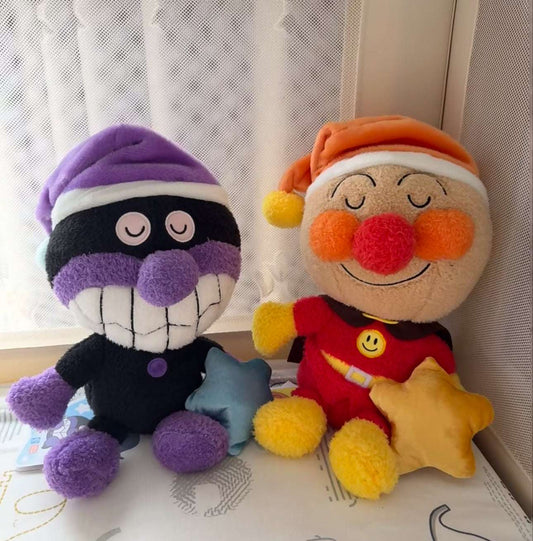 Japan Cartoon Anpanman Sleeping Pajamas Plush Doll | Anpanman Baikinma 27cm - Kawaii Room Decoration