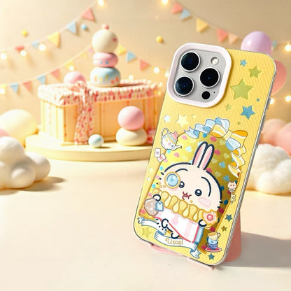Japanese Cartoon ChiiKawa Happy Amusement Park Laser Case | Chiikawa Hachiware Usagi Momonga Shisa Crab - Phone Case Samsung Galaxy S26 S25 S24 S23 S22 S21 FE Ultra Edge