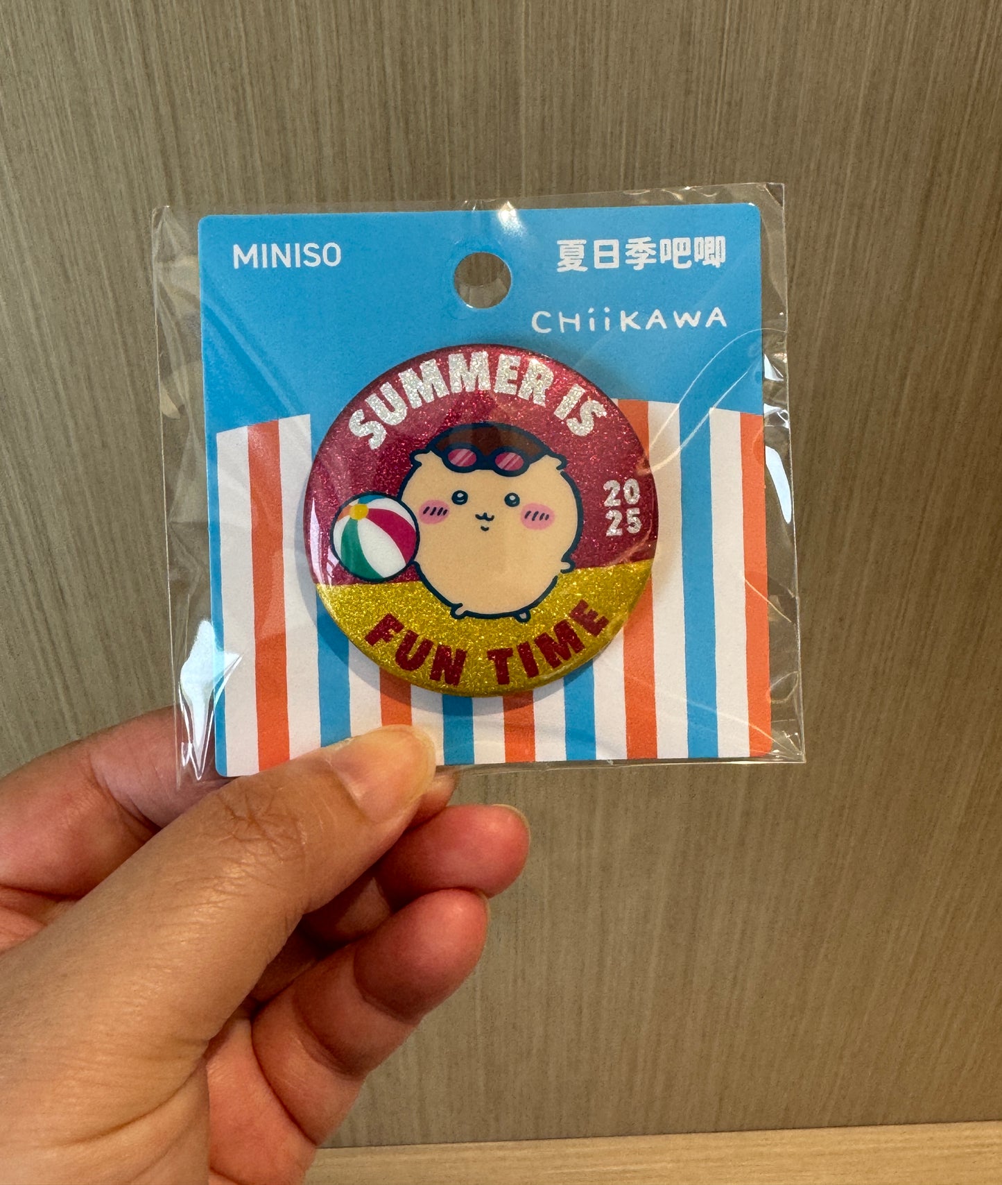 ChiiKawa X Miniso Hot Summer Series | ChiiKawa Hachiware Usagi Momonga Kurimanju Rakko Shisa Summer Time Badge - Kawaii Items Room Decoration