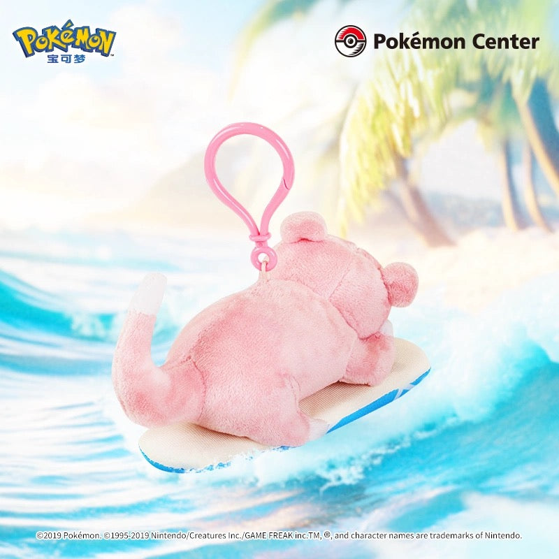 Japan Cartoon Pokemon Center Version Keychain |  Slowpoke Surfing - Mascot Mini Plush Doll