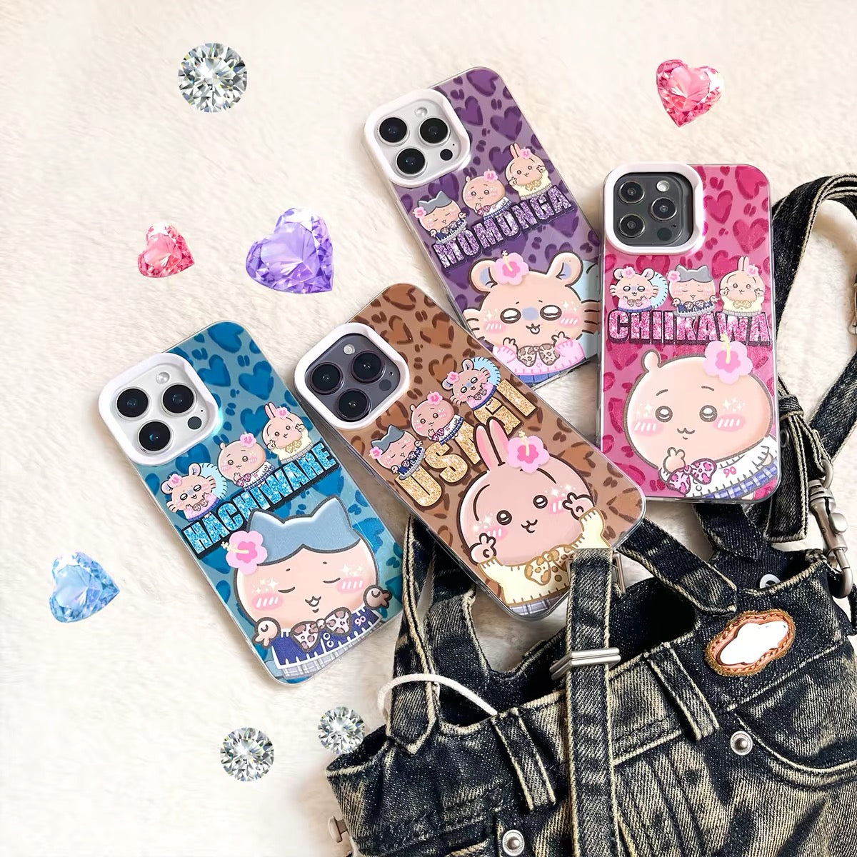 Japanese Cartoon ChiiKawa X 9090 Shibuya Gyaru Laser Case | Tanned Skin Chiikawa Hachiware Usagi Momonga - Phone Case Samsung Galaxy S26 S25 S24 S23 S22 S21 FE Ultra Edge