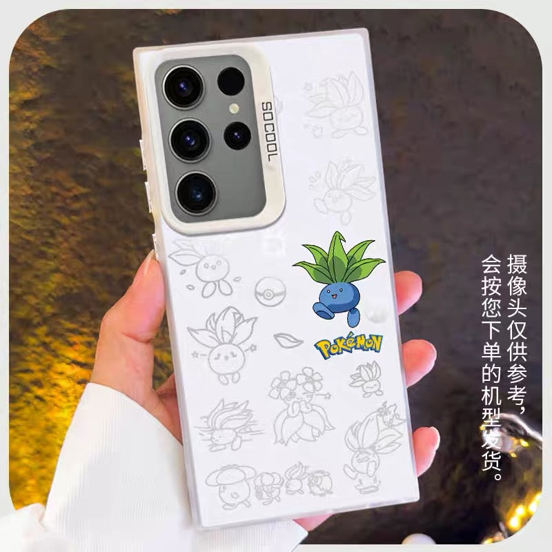 Japanese Cartoon Pokemon Matt & Silver Case Part4 | Psyduck Snorlax Slowpoke Oddish Togepi Gengar Lucario 7 Styles - Phone Case Samsung Galaxy S26 S25 S24 S23 S22 S21 FE Ultra Edge