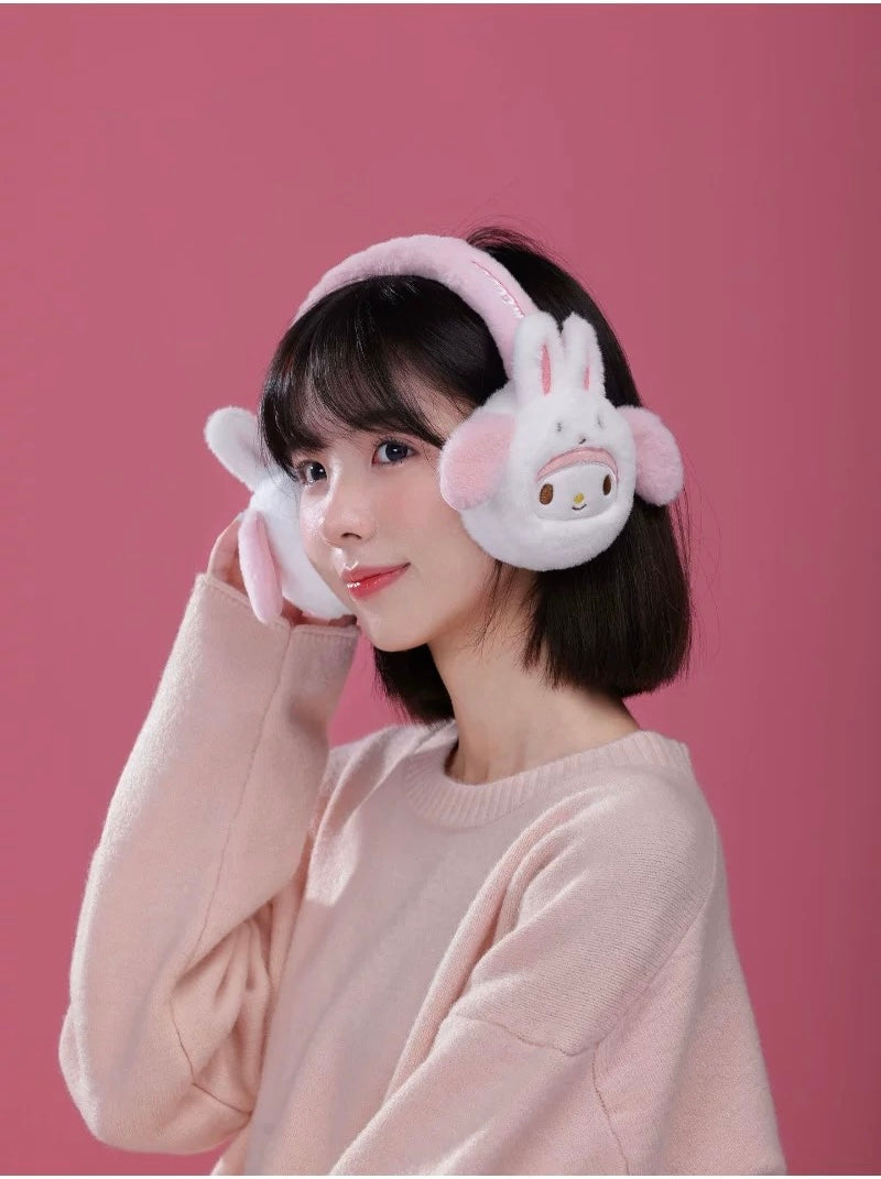 Sanrio Fluffy Earmuffs with Animals friends | My Melody Kuromi Cinnamoroll Pompompurin Pochacco - Headband and Hair Winter Accessory Outfits