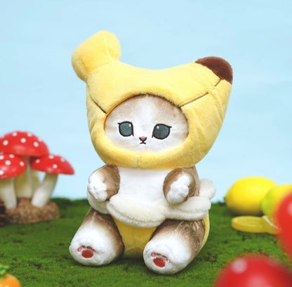 Japan Artist Mofusand Cat Neko 23cm | Banana Peach Flower Mascot Plush Doll