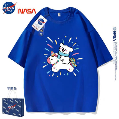 Cute Cartoon Doggie Maltese Puppy Style T-Shirt Series | Ride on Unicorn Part1 - Kawaii Fashion Items for Child & Adult Matching outfits for Parents and Children