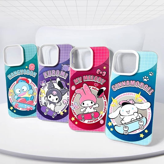 Japanese Cartoon Sanrio Skateboard Day Laser Case | Hello Kitty My Melody Kuromi Cinnamoroll Hangyodon Bad Badtz Maru 6 Styles - Phone Case Samsung Galaxy S26 S25 S24 S23 S22 S21 FE Ultra Edge