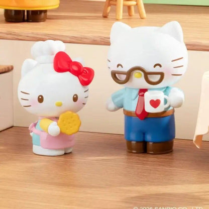 Hello Kitty Little Family Series Eating Cookies mini figure pair - opened box, sealed bag