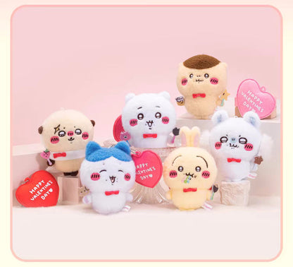 ChiiKawa X WaDoll Valentine's Day Series | ChiiKawa Hachiware Usagi Momonga Kurimanju Rakko Eating Chocolate Cute Plush Doll Keychain - Kawaii Items Room Decoration Doll