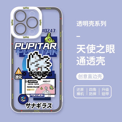 Japan Cartoon Pokemon Game Pixel Version | Tyranitar Pupitar Dragapult Arceus Lucario Rayquaza Ash Greninja Armarouge - iPhone Case PLUS SE2 XS XR X 11 12 13 14 15 16 16e 17 17e Pro Promax 12mini 13mini