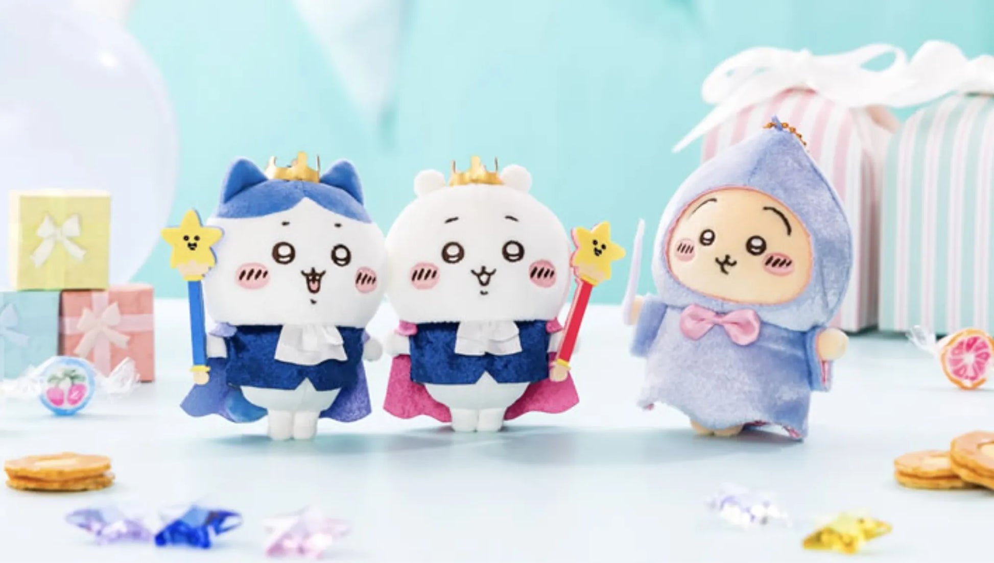 Japan ChiiKawa Birthday Series -  Prince and Fairy Godmother | ChiiKawa Hachiware Usagi Momonga - Mini Plush Doll keychain
