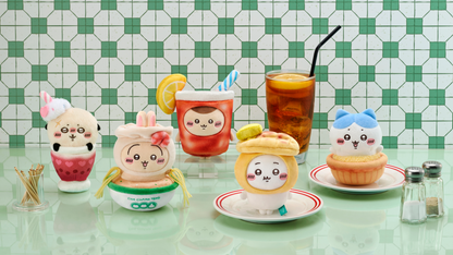 ChiiKawa Yum Cha Chaan Teng Food Limited Series | ChiiKawa Hachiware Usagi Kurimanju Rakko in Food Costumes Cute Plush Doll Keychain - Kawaii items Room Decoration Doll