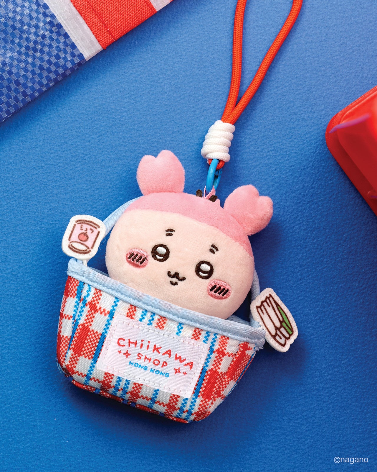 ChiiKawa Red-White-Blue Bag Limited Series | ChiiKawa Hachiware Usagi Momonga Shisa Crab in Bag Cute Plush Doll Keychain - Kawaii items Room Decoration Doll