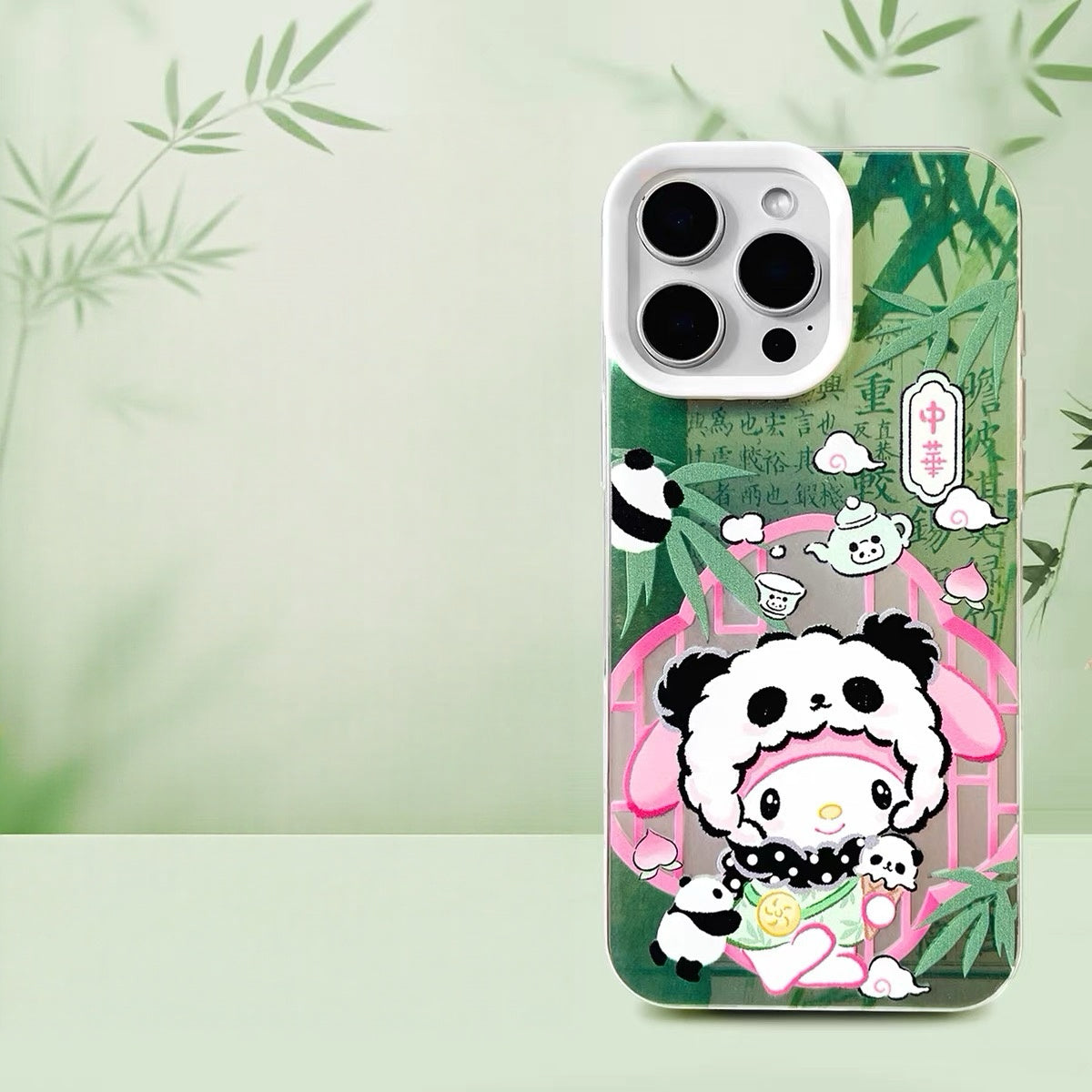 Japanese Cartoon Sanrio Become Panda Laser Case | Hello Kitty My Melody Kuromi Cinnamoroll Pompompurin Hangyodon 6 Styles - iPhone Case 11 12 13 14 15 16 16e 17 17e Pro Promax