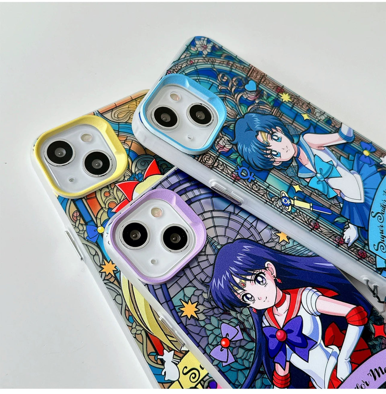 Japanese Cartoon Sailor Moon Phone Case with Strap | Laser Glass Window - iPhone Case PLUS SE2 XS XR X 11 12 13 14 15 Pro Promax 12mini 13mini