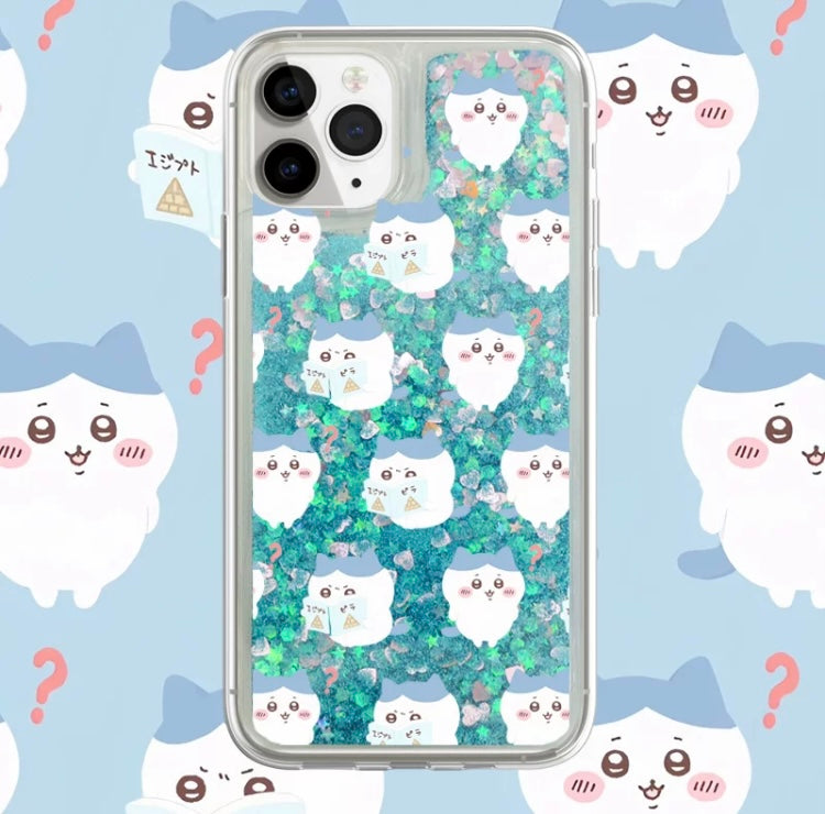 Japanese Cartoon Chiikawa Kawaii FullScreen | ChiiKawa Hachiware Usagi Glitter QuickSand iPhone Case 6 7 8 PLUS SE2 XS XR X 11 12 13 14 15 Pro Promax 12mini 13mini