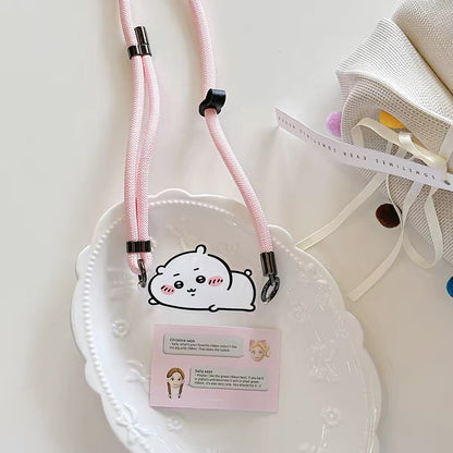 Japanese Cartoon Phone Back Clip with Phone Lanyard | Chiikawa Pink & Mint Green - for All Smart Phones (副本)