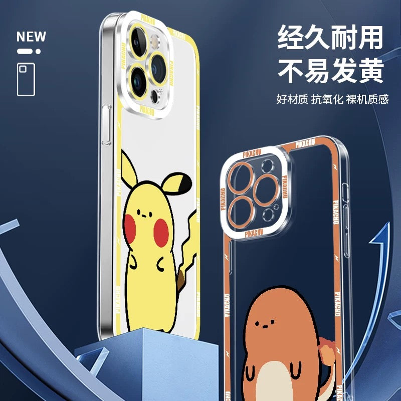 Japan Cartoon Pokemon Cute & Fighting Drawing Style | Pikachu Charmander Squirtle Bulbasaur Charizard Blastoise Venusaur - iPhone Case PLUS SE2 XS XR X 11 12 13 14 15 16 16e 17 17e Pro Promax 12mini 13mini