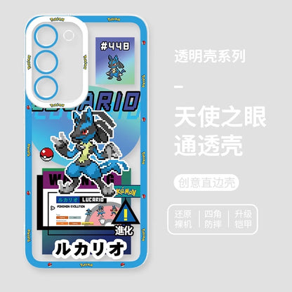Japan Cartoon Pokemon Game Pixel Version | Tyranitar Pupitar Dragapult Arceus Lucario Rayquaza Ash Greninja Armarouge - Phone Case Samsung Galaxy S26 S25 S24 S23 S22 S21 FE Ultra Edge