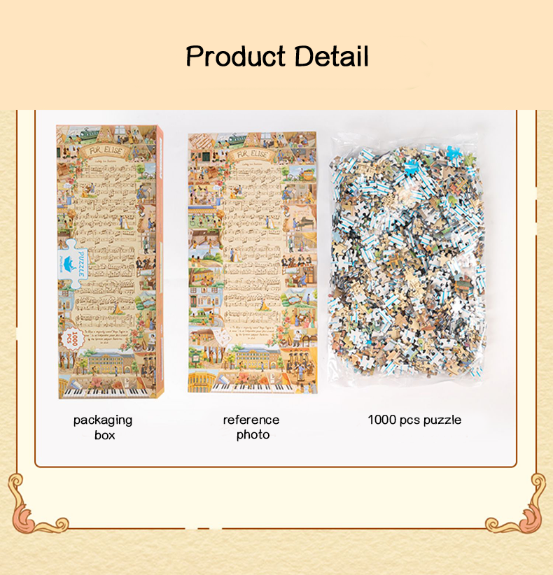 Momicafe 1000pcs Jigsaw Puzzle - For Elise with Sheet Music Melody | Kawaii Cute Creative Gift