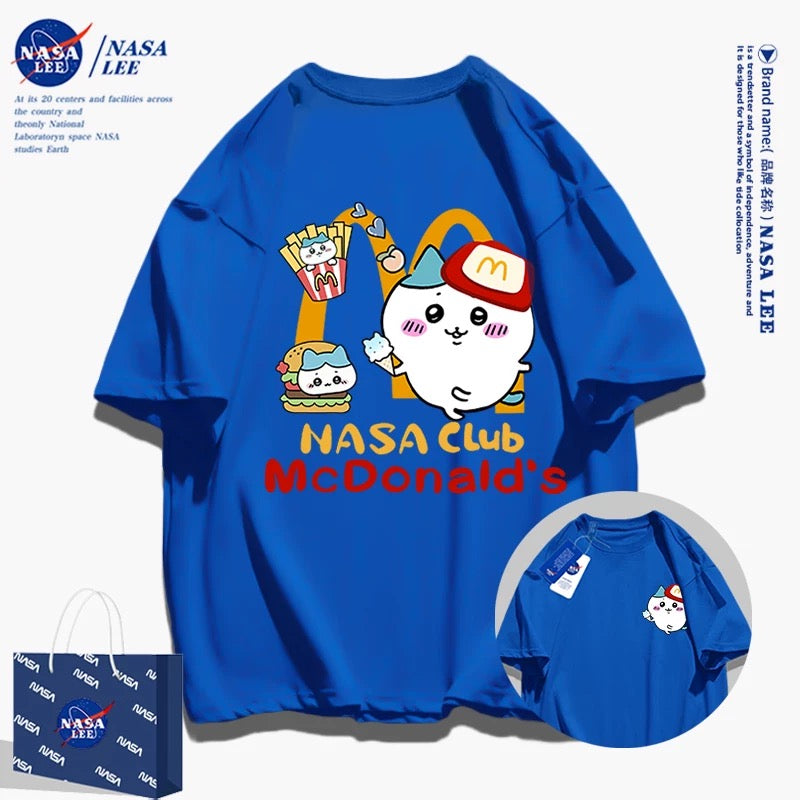 Japanese Cartoon ChiiKawa Casual Style T-Shirt Series | Hachiware FastFood Front & Back - Kawaii Fashion Items