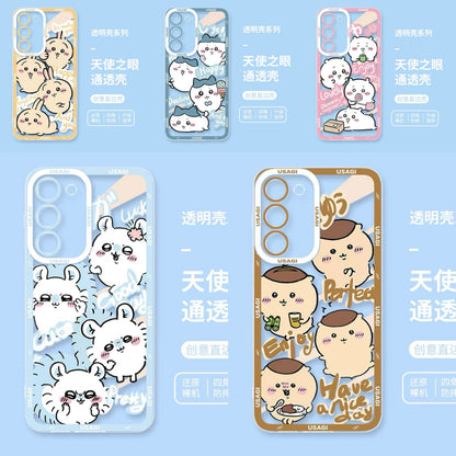 Japanese Cartoon Chiikawa Happy Enjoy Day Version | Chiikawa Hachiware Usagi Momonga Kurimanju - Phone Case Samsung Galaxy S26 S25 S24 S23 S22 S21 FE Ultra
