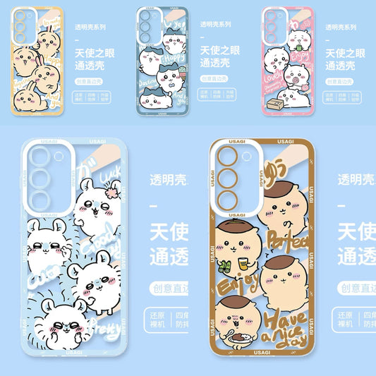 Japanese Cartoon Chiikawa Happy Enjoy Day Version | Chiikawa Hachiware Usagi Momonga Kurimanju - Phone Case Samsung Galaxy S26 S25 S24 S23 S22 S21 FE Ultra