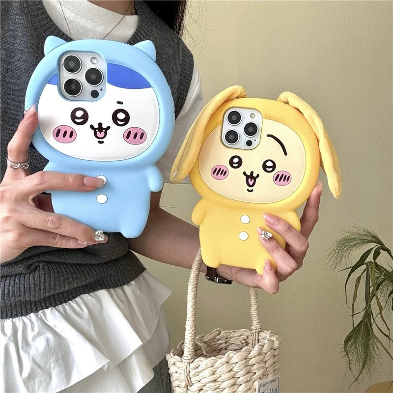 Japanese Cartoon ChiiKawa Pajamas Party Silicone | Hachiware Usagi - iPhone Case 15 14 13 12 11 Pro ProMax