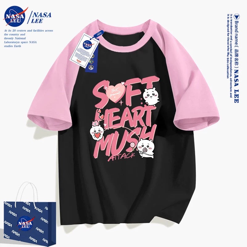 Japanese Cartoon ChiiKawa Casual Style T-Shirt Series | Chiikawa Soft Heart Mush Attack - Kawaii Fashion Items