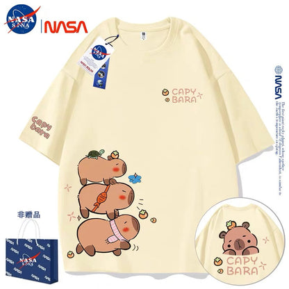 Cute Animals Capybara Style T-Shirt Series | Fun Capybara Group Front & Back Part1 - Kawaii Fashion Items for Child & Adult Matching outfits for Parents and Children