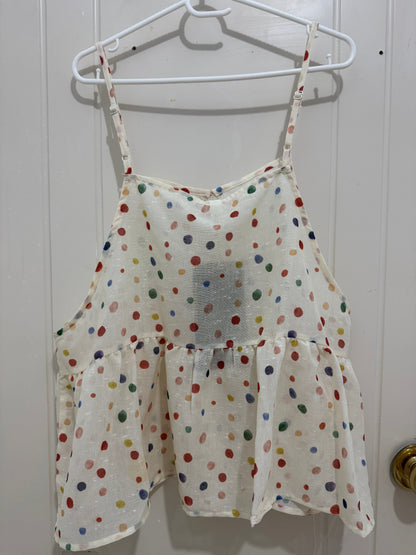 Japanese Fashion Cute Style Mori Series | Colourful Dots Tank Top - Kawaii Fashion Items