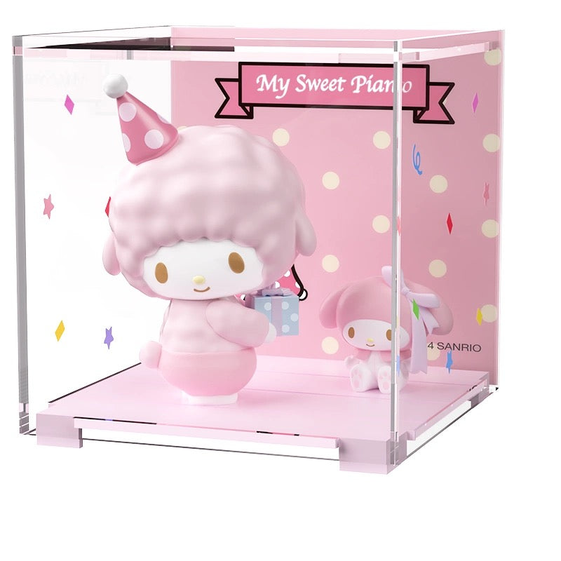 Sanrio Characters Cute Happy Party with Box Series | Hello Kitty My Melody Piano Kuromi Cinnamoroll Pompompurin Pochacco Hangyodon - Kawaii Decoration Collectable Toys Toy Collection