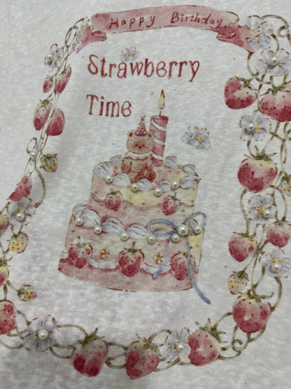 Korean Fashion Cute Animal Style Shirt Series | Bear with Strawberry Time - Kawaii Fashion Items