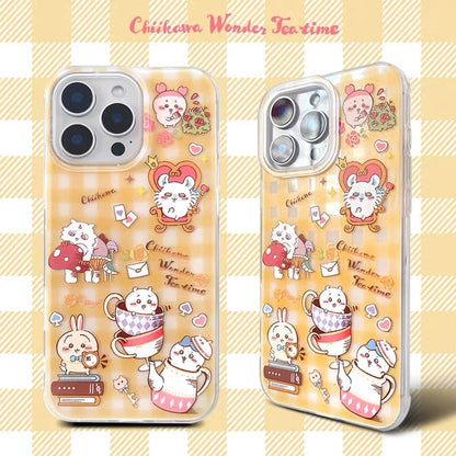 Japanese Cartoon ChiiKawa Wonder Time Tea | Matt Yellow & White Case - iPhone Case 11 12 13 14 15 16 16e 17 17e Pro Promax