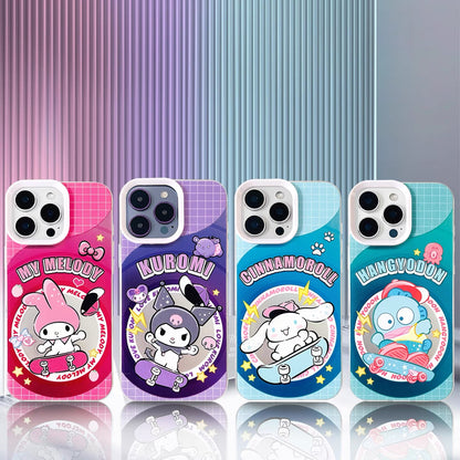 Japanese Cartoon Sanrio Skateboard Day Laser Case | Hello Kitty My Melody Kuromi Cinnamoroll Hangyodon Bad Badtz Maru 6 Styles - Phone Case Samsung Galaxy S26 S25 S24 S23 S22 S21 FE Ultra Edge