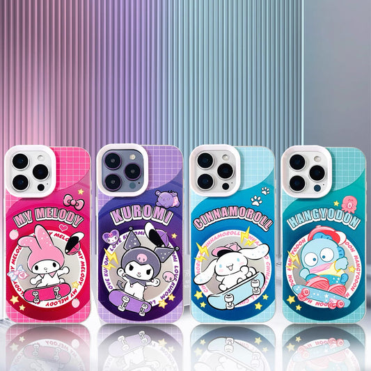 Japanese Cartoon Sanrio Skateboard Day Laser Case | Hello Kitty My Melody Kuromi Cinnamoroll Hangyodon Bad Badtz Maru 6 Styles - Phone Case Samsung Galaxy S26 S25 S24 S23 S22 S21 FE Ultra Edge