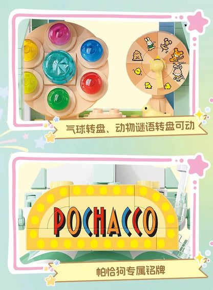 Top Toy x Sanrio Colorful Amusement Park Fair Rides | Pochacco Happy Game Center - Building Blocks Toy Collections