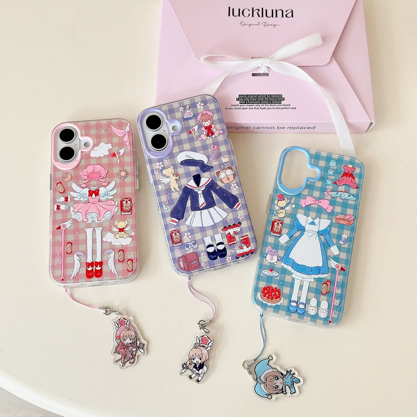 CardCaptorSakura Outfits Case | Combat Suit Uniform Blue Dress - iPhone Case 7 8 PLUS SE2 XS XR X 11 12 13 14 15 16 Pro Promax 12mini 13mini KawaiiGiftLand