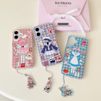 CardCaptorSakura Outfits Case | Combat Suit Uniform Blue Dress - iPhone Case 7 8 PLUS SE2 XS XR X 11 12 13 14 15 16 Pro Promax 12mini 13mini KawaiiGiftLand