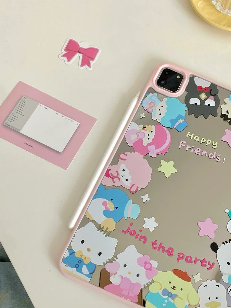 Japanese Cartoon Sanrio Happy Friends Join The Party Mirror Style - iPad Air 4 / iPad Pro