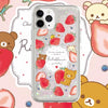 Japanese Cartoon Rilakkuma Strawberry Party - Blue Glitter QuickSand iPhone Case 6 7 8 PLUS SE2 XS XR X 11 12 13 14 15 16 Pro Promax 12mini 13mini