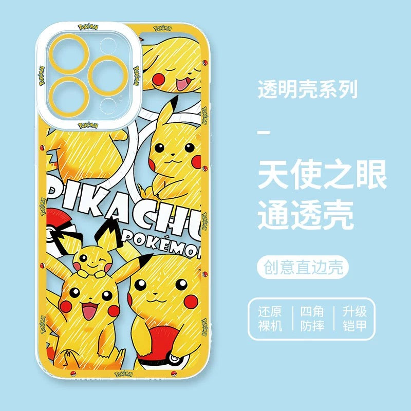 Japan Cartoon Pokemon All Drawing Version | Pikachu Gengar Squirtle Snoriax Psyduck Bulbasaur - iPhone Case PLUS SE2 XS XR X 11 12 13 14 15 16 16e 17 17e Pro Promax 12mini 13mini