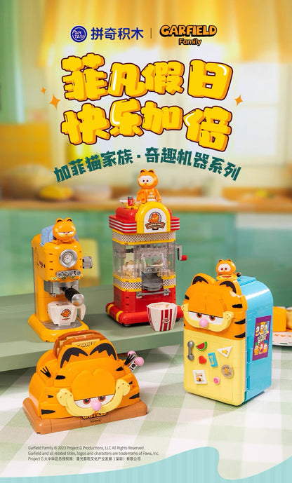 Pan Tasy x Garfield Family | Vintage Coffee Machine - Lovely Cat Exotic Shorthair Building Blocks Toy Collections
