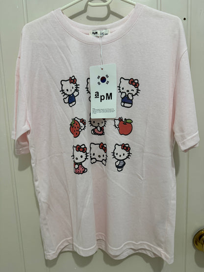 Korean Fashion Cute Cartoon Style T-Shirt Series | Vintage Hello Kitty with Strawberry - Kawaii Fashion Items