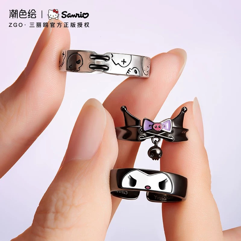 Sanrio x ZGO | Kuromi Couple Ring Girl & Boy Size 3 Style | Kawaii Accessories Ring with Ring Box