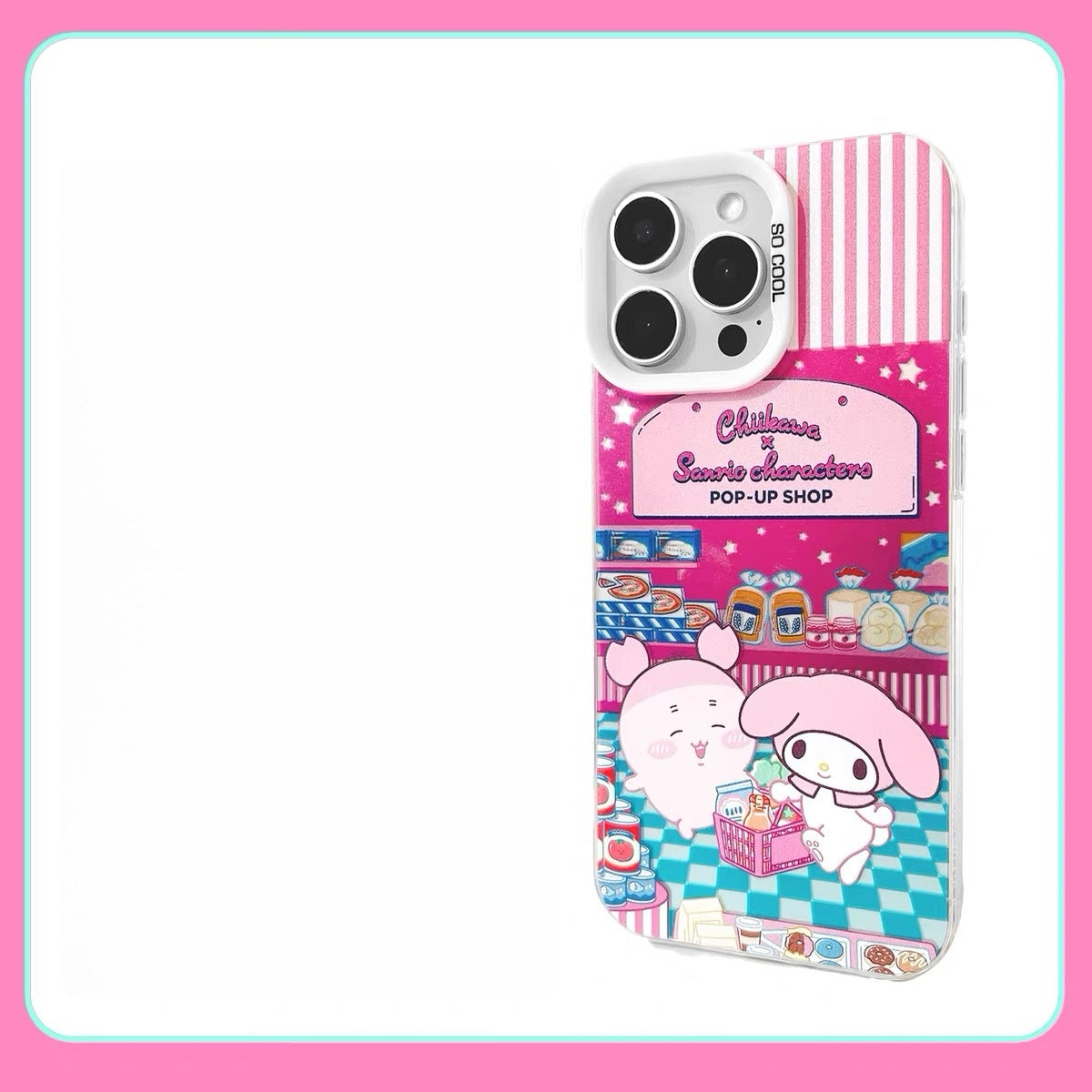 Japanese Cartoon ChiiKawa x Sanrio Pop Up Store Laser Case | Chiikawa Hachiware Usagi Momonga Shisa Crab 6 Styles - iPhone Case 11 12 13 14 15 16 16e 17 17e Pro Promax