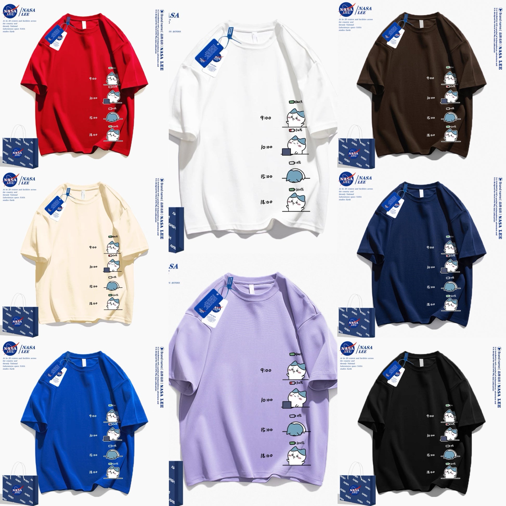 Japanese Cartoon ChiiKawa Casual Style T-Shirt Series | Hachiware Working Time - Kawaii Fashion Items