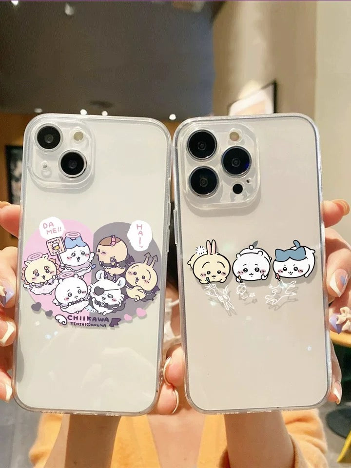 Japanese Cartoon Chiikawa Angel & Devil Soft iPhone Case PLUS SE2 XS XR X 11 12 13 14 15 Pro Promax 12mini 13mini