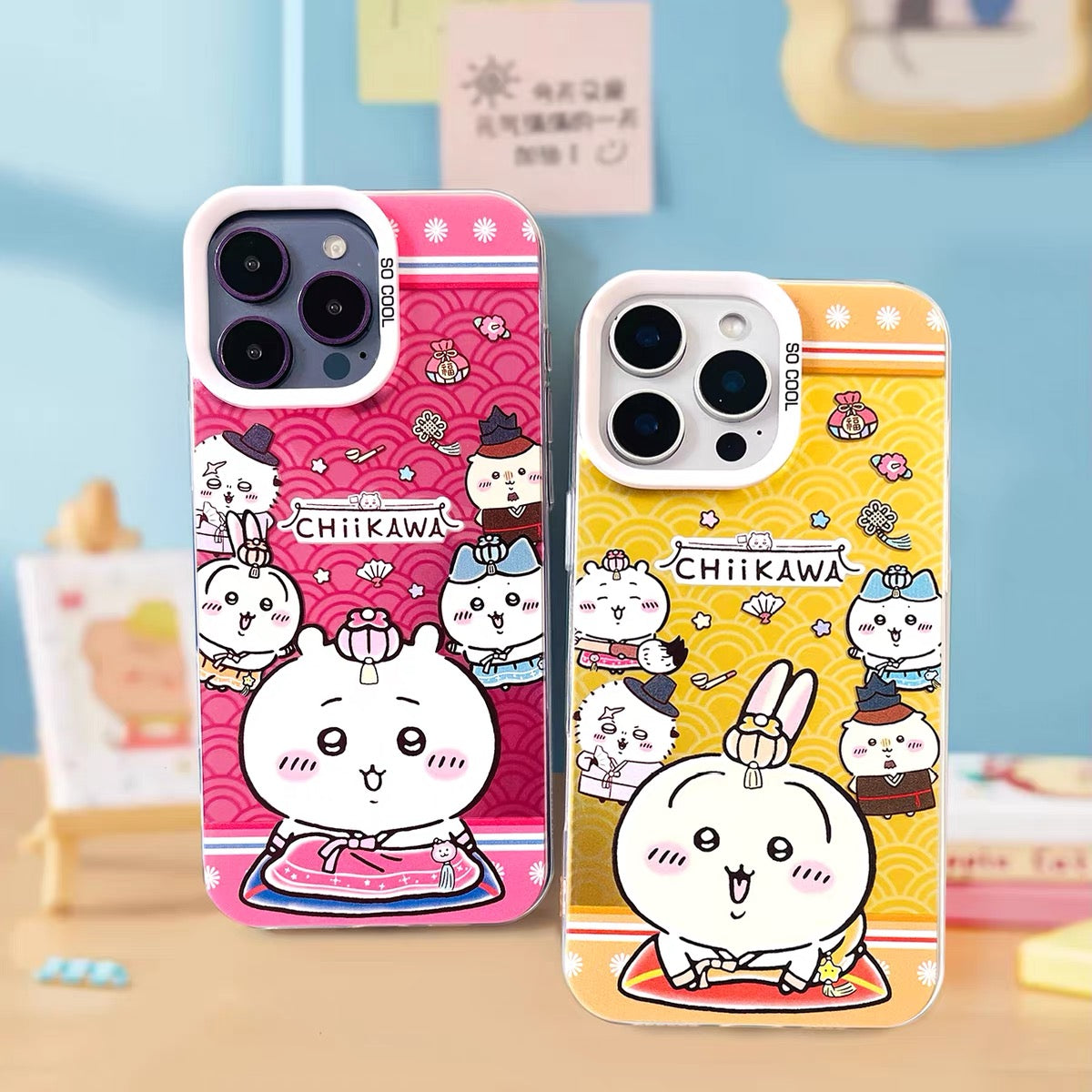 Japanese Cartoon ChiiKawa Korean Dress Up Laser Case | Chiikawa Hachiware Usagi - iPhone Case 11 12 13 14 15 16 16e 17 17e Pro Promax